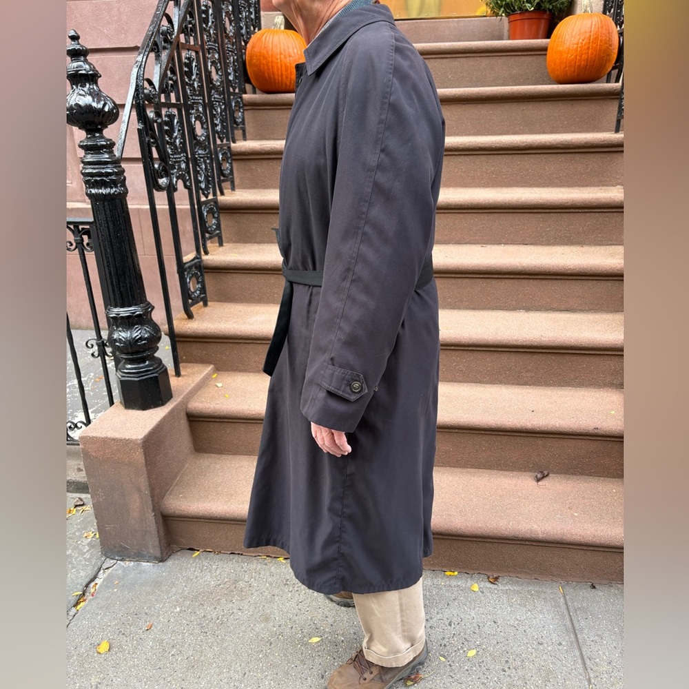 Bloomingdale’s for Men Vintage Black Trench Coat Zip-out Wool Lining 42S - Picture 12 of 15